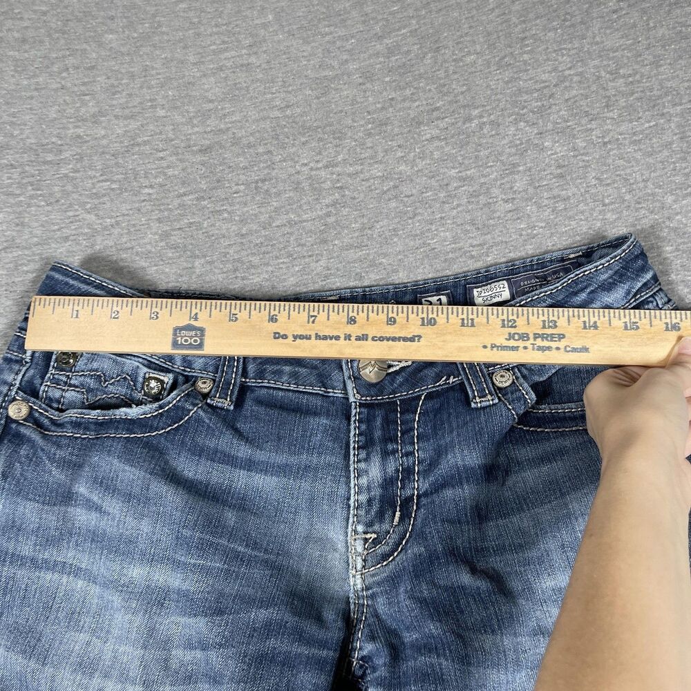 Miss Me Skinny Jeans Womens 31 Blue Medium Wash Mid Rise Embroidered Denim - Picture 3 of 10